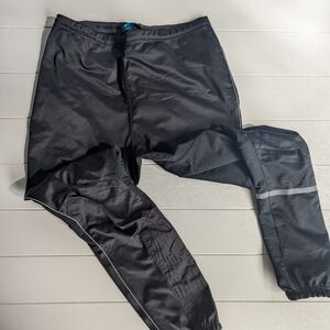 Black Reflective-Trim Bike Windbreaker Pants